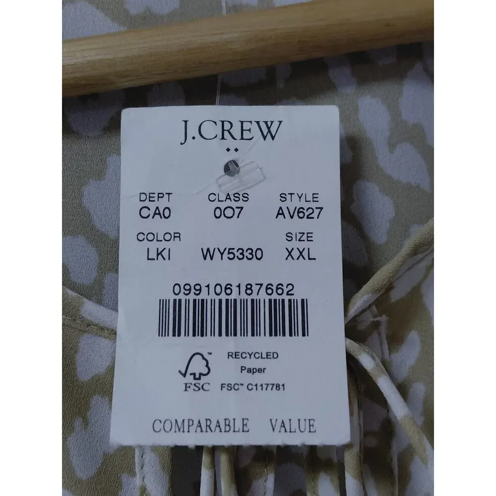 NWT J.CREW Beige Abstract Lightweight Top Women Size XXL